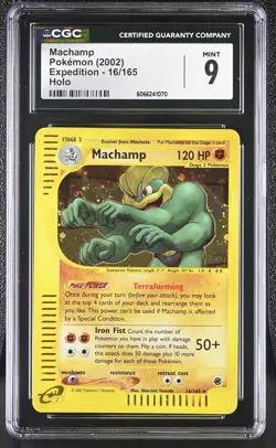 CGC 9 MINT Machamp 2002 Expedition 16/165 Holo Pokemon Card - Image 1