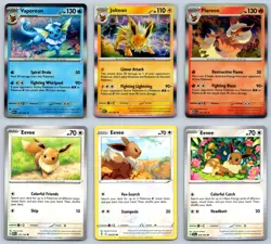 (6) Vaporeon Jolteon Flareon Eevee Pokemon Card Lot Holo Rare TCG Collection - Image 1