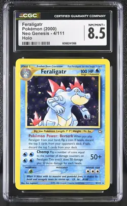 CGC 8.5 Feraligatr 2000 Neo Genesis 4/111 Holo Pokemon Card - Image 1