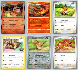 (6) Flareon & Eevee Pokemon Card Lot Reverse Holo Rare English TCG Collection - Image 1