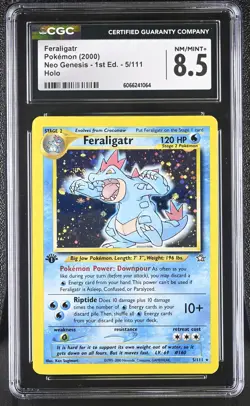 CGC 8.5 Feraligatr 2000 Neo Genesis 1st Edition 5/111 Holo Pokemon Card - Image 1