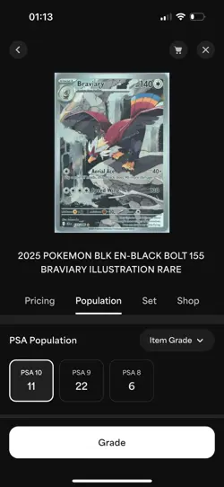 Braviary #155/086 - PSA 10 - Black Bolt - Pokemon Card - PSA 10 GEM MINT - Image 2
