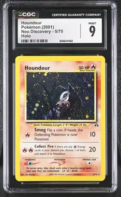 CGC 9 MINT Houndour 2001 Neo Discovery 5/75 Holo Pokemon Card - Image 1