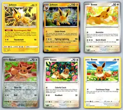 (6) Jolteon & Eevee Pokemon Card Lot Reverse Holo Rare English TCG Collection - Image 1