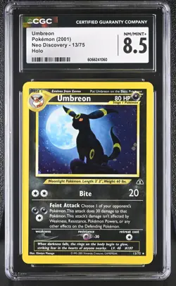 CGC 8.5 Umbreon 2001 Neo Discovery 13/75 Holo Pokemon Card - Image 1
