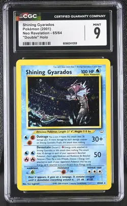 CGC 9 MINT Shining Gyarados Neo Revelation 65/64 Double Holo SWIRL Pokemon Card - Image 1