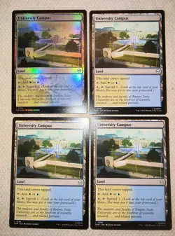 4X PLAY SET: MTG, SPIDER-MAN:UNIVERSITY CAMPUS, 0184, 3 REGULAR, 1 FOIL, NM LAND - Image 1