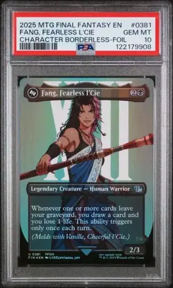 2025 MTG FINAL FANTASY CHARACTER BORDERLESS-FOIL FANG, FEARLESS L'CIE PSA 10 - Image 1