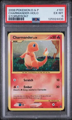 2008 POKEMON DIAMOND & PEARL STORMFRONT #101 CHARMANDER-HOLO PSA 6 - Image 1