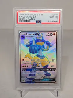 Pokemon 2019 Sun & Moon Hidden Fates Lucario GX SV64/SV94 PSA 10 Gem Mint - Image 1