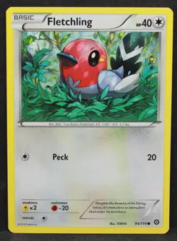 Fletchling 94/114 XY - Steam Siege Normal Common Pokemon - NM - Image 1