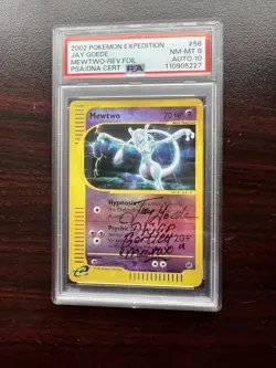 Pokemon Expedition Signed/Autographed MewTwo Card (Jay Goede) PSA Graded - Image 1