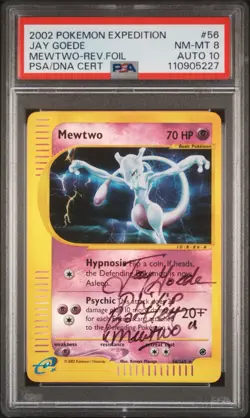 Pokemon Expedition Signed/Autographed MewTwo Card (Jay Goede) PSA Graded - Image 3