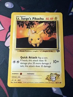 Pokemon TCG Lt. Surge's Pikachu Card 84/132 Gym Challenge #2 - Image 1
