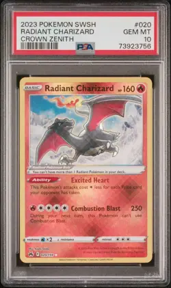 Pokemon TCG Radiant Charizard Crown Zenith Holo Card 020/159 PSA 10 - Image 1