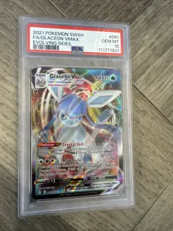 2021 Pokemon SWSH Eevee Heroes Glaceon VMAX F/A #025 PSA 10 GEM MINT - Image 2