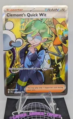 Pokemon TCG Clemont's Quick Wit 229/191 Sv08 Holo Ultra Rare Near Mint NM - Image 1