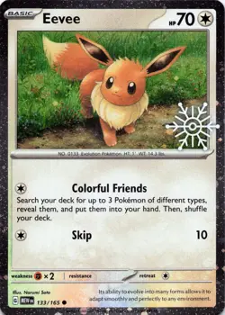 Eevee (133/165) Holiday 2025 Snowflake Stamp Promo - Pokemon TCG: MEW - Image 1