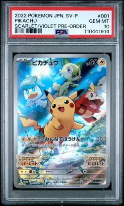 2022 POKEMON JPN SV PROMO SCARLET & VIOLET PRE-ORDER #001 PIKACHU PSA 10 - Image 1