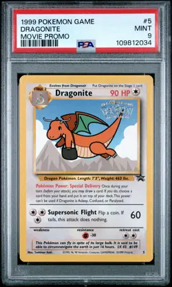 1999 POKEMON GAME MOVIE PROMO #5 DRAGONITE PSA 9 - Image 1