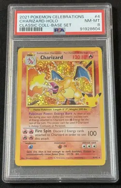 PSA 8 Charizard Holo 4/102 Celebrations Classic Collection Pokemon 2021 - Image 1