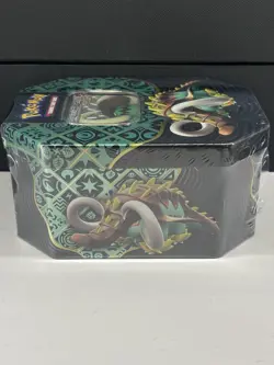 Pokemon TCG Scarlet & Violet Paldean Fates Great Tusk EX Tin Factory Sealed NEW - Image 3
