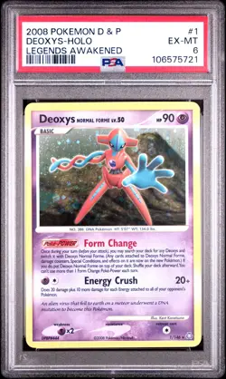 2008 POKEMON DIAMOND & PEARL LEGENDS AWAKENED #1 DEOXYS-HOLO PSA 6 - Image 1