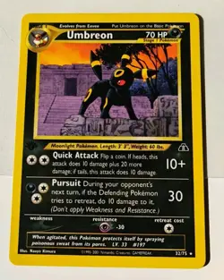 1st Edition Umpreon Neo Discovery Non Holo Pokemon TCG Wotc 2001 32/75 Mint - Image 2