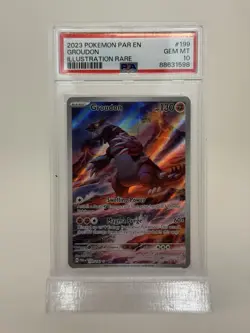 2023 POKEMON PARADOX RIFT ILLUSTRATION RARE 199/182 GROUDON PSA 10 - Image 1
