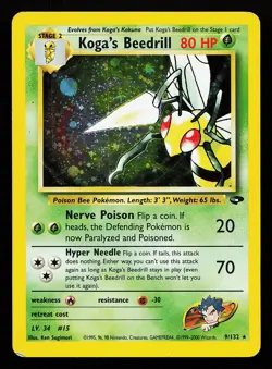 Koga's Beedrill 9/132 Holo Rare Gym Challenge Pokemon Card - Image 1