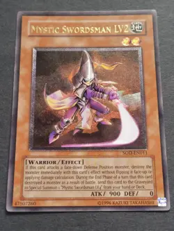 "Mystic Swordsman LV2," a Warrior/Effect monster SOD-EN011 Yu-Gi-Oh Card - Image 1