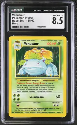 CGC 8.5 Venusaur 1999 Base Set 15/102 Holo Pokemon Card - Image 1