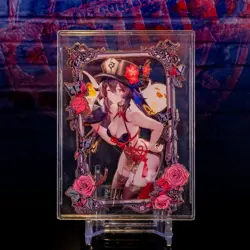 Hu Tao Rose Gold Waifu Card Metal Anime ACG Rare Die Cut Genshin Impact Party - Image 1