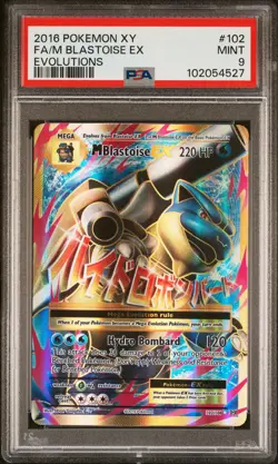 2016 POKEMON XY EVOLUTIONS #102 FULL ART/M BLASTOISE EX PSA 9 - Image 1