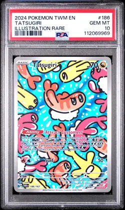 2024 POKEMON TWM EN-TWILIGHT MASQUERADE ILLUSTRATION RARE #186 TATSUGIRI PSA 10 - Image 1