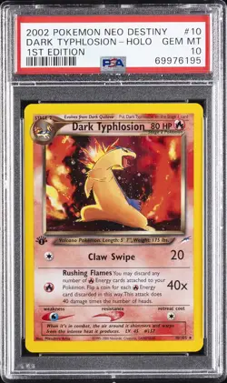2002 POKEMON NEO DESTINY 1ST ED #10 DARK TYPHLOSION-HOLO PSA 10 - Image 1