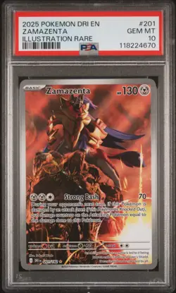 2025 POKEMON DRI EN-DESTINED RIVALS ILLUSTRATION RARE #201 ZAMAZENTA PSA 10 - Image 1