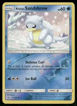 Alolan Sandshrew 19/145 Common Reverse Holo NM Pokemon SM - Guardians Rising - Image 1