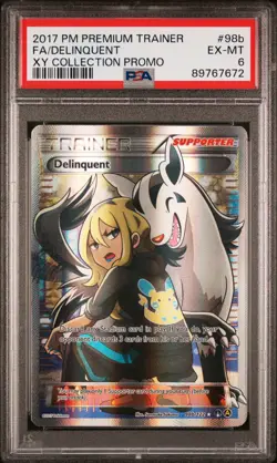 2017 POKEMON PREM TRAINER XY COLL PROMO #98B FULL ART/DELINQUENT PSA 6 - Image 1