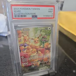POKEMON TWILIGHT MASQUERADE ENGLISH EEVEE #188 ILLUSTRATION RARE - PSA 9 MINT - Image 1