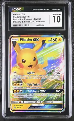 CGC 10 GEM MINT Pikachu GX 2019 Black Star Promos SM232 Holo Pokemon Card - Image 1