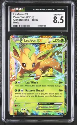 CGC 8.5 Leafeon EX 2016 Generations 10/83 Holo Pokemon Card - Image 1