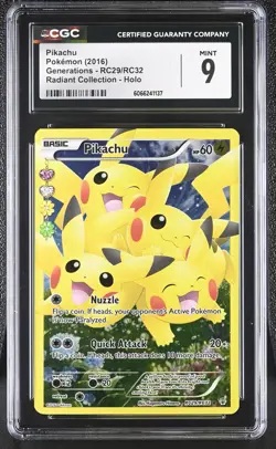 CGC 9 MINT Pikachu Generations RC29/RC32 Radiant Collection Holo Pokemon Card - Image 1