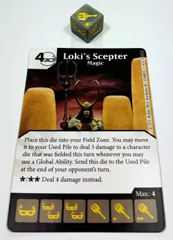 Wizkids / Neca Dice Masters MarvelT Common Card LOKI'S Scepter Magic + Cube - Image 1