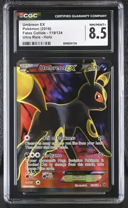 CGC 8.5 Umbreon EX 2016 Fates Collide 119/124 Ultra Rare Holo Pokemon Card - Image 1