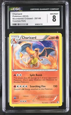 CGC 8 Charizard 2012 Boundaries Crossed 20/149 Cosmos Holo Pokemon Card - Image 1