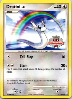 2008 City Championships Dratini 91/146 DP Legends Awakened Pokemon Card Rare LP- - Image 1