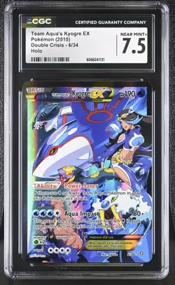 CGC 7.5 Team Aqua's Kyogre EX 2015 Double Crisis 6/34 Holo Pokemon Card - Image 1