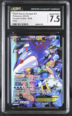 CGC 7.5 Team Aqua's Kyogre EX 2015 Double Crisis 6/34 Holo Pokemon Card - Image 1
