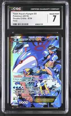 CGC 7 Team Aqua's Kyogre EX 2015 Double Crisis 6/34 Holo Pokemon Card - Image 1